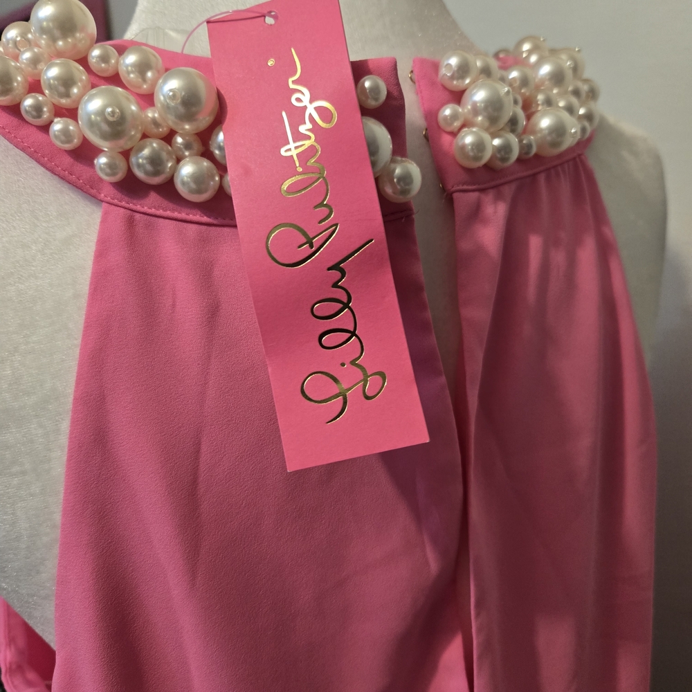 Lully Pulitzer legant Pink Pearl-Embellished Women's Top - Picture 4 of 9